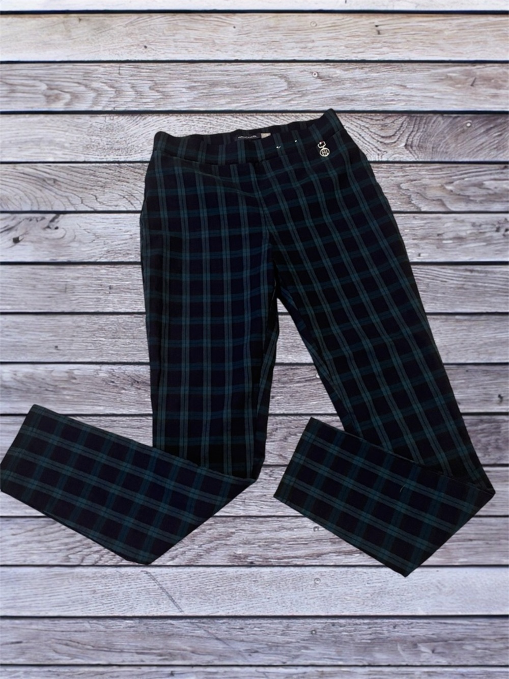 Tommy Hilfiger Navy and Green Plaid stretch pants 8
